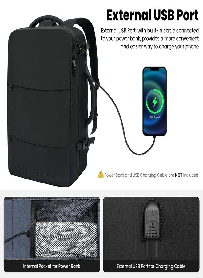 BAGAIL Travel Backpack, Light - Waterproof - USB Port, Quick Check Hand Luggage Backpack, Cabin Bags and Underseat Carry-Ons, Great to Use as Laptop Backpack or Casual Backpack, Black, Casual - Image 3