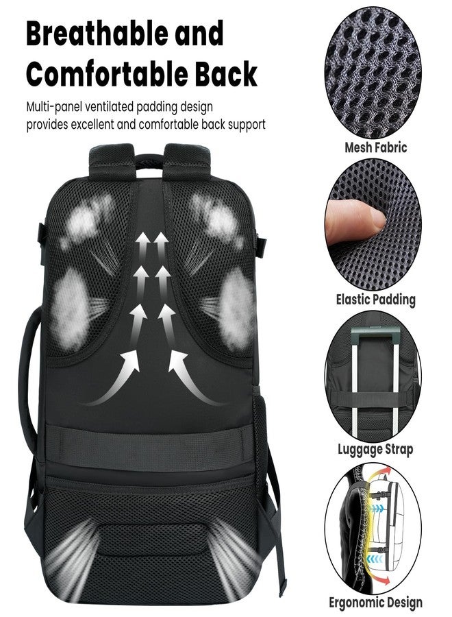 BAGAIL Travel Backpack, Light - Waterproof - USB Port, Quick Check Hand Luggage Backpack, Cabin Bags and Underseat Carry-Ons, Great to Use as Laptop Backpack or Casual Backpack, Black, Casual - Image 5