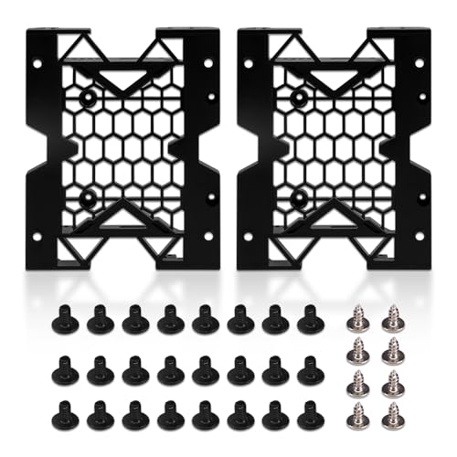 KOOBOOK 2Pcs 5.25" to 3.5" 2.5" SSD HDD Tray Caddy Case Adapter Hard Disk Drive Bays Holder Cooling Fan Mounting Bracket for PC - Image 1