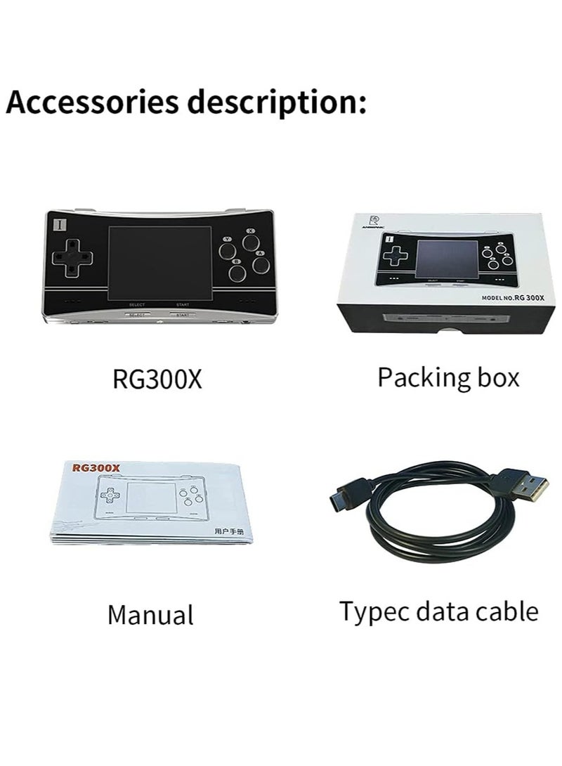 RG300X Handheld Game Console Retro Game Console, 3.0 Inch IPS Screen Video Game Console with 128G TF Card & 18000+ Classic Game, Open Source Linux System Game Player Handheld HDMI Output
