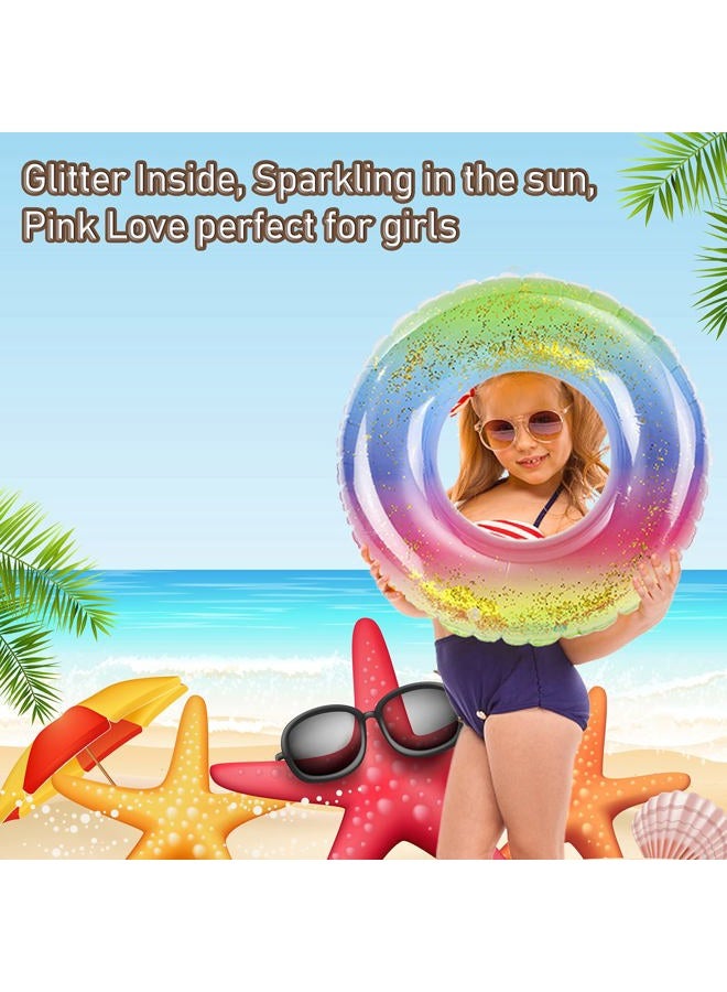 ANNDOFY Inflatable Pool Floats 3 Pack Glitter Swim Rings for 2-5 Years Old Kids Pool Tubes Toys, Pool Floats Ring Toys Summer Beach Swimming Pool Floats Party Supplies for Girl Boy - Image 4
