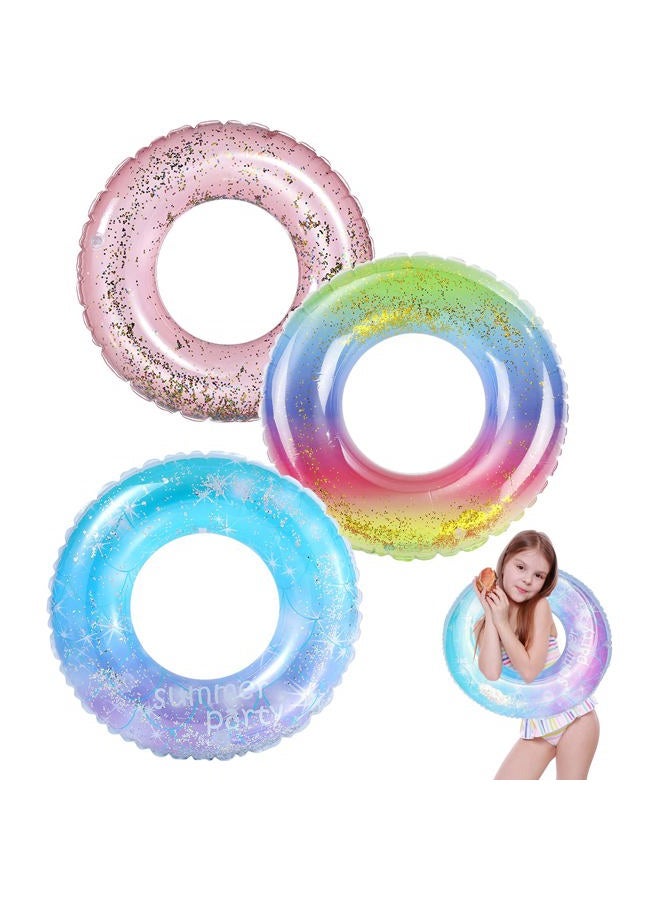ANNDOFY Inflatable Pool Floats 3 Pack Glitter Swim Rings for 2-5 Years Old Kids Pool Tubes Toys, Pool Floats Ring Toys Summer Beach Swimming Pool Floats Party Supplies for Girl Boy - Image 1