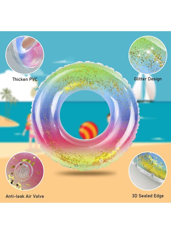 ANNDOFY Inflatable Pool Floats 3 Pack Glitter Swim Rings for 2-5 Years Old Kids Pool Tubes Toys, Pool Floats Ring Toys Summer Beach Swimming Pool Floats Party Supplies for Girl Boy - Image 3