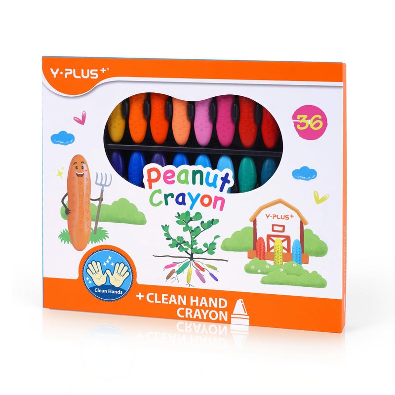 YPLUS Peanut Crayons for Kids 36 Colors Washable Toddler Crayon NonToxic Baby Crayons for ages 24 13 48 Coloring Art Supplies - Image 2