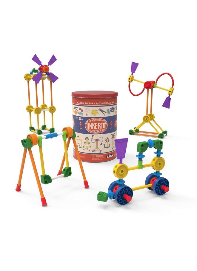 Tinkertoy TINKERTOY - Retro Building Tin - 100 Parts - Collectible, Nostalgic Construction Toy, Great for Kids, Toddlers, Boys, Girls, Ages 3+  - Image 1