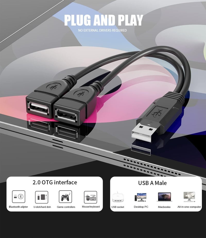Eanetf USB Cable, 2-Port USB 2.0 Male to Female Splitter, High-Speed Charging & Data Transfer for Laptop, Car, Mac, TV, PC, Xbox, HDD - Image 5