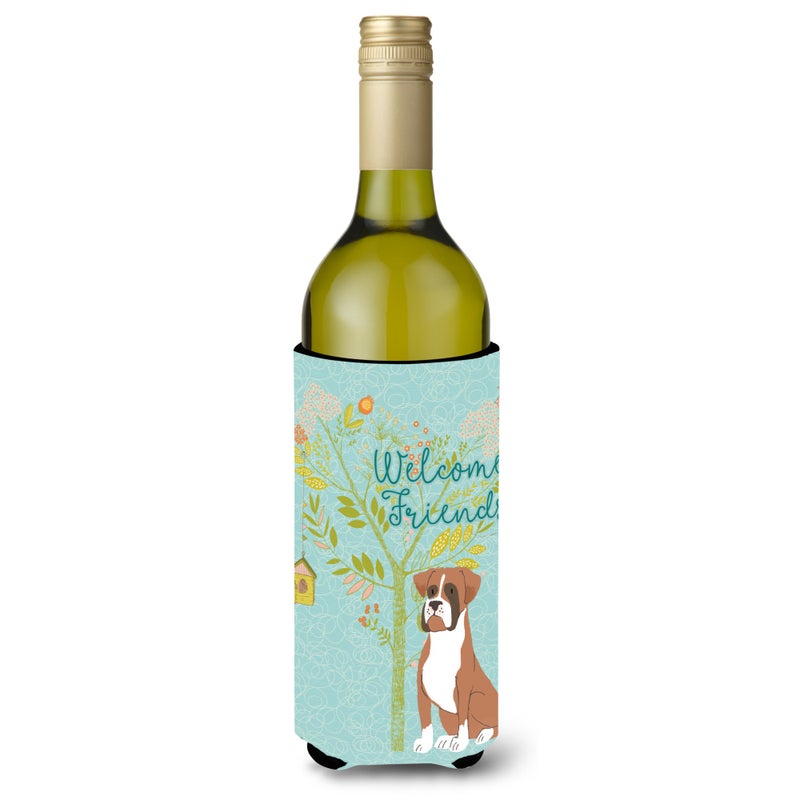 Caroline's Treasures ""Caroline's Treasures Welcome Friends Flashy Fawn Boxer Decorative Bottle Hugger  750 ml  Multicolor"" 