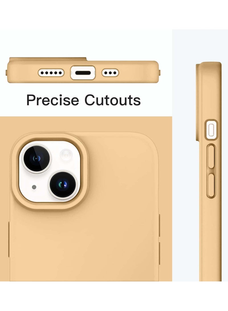 Techie جراب خلفي ناعم من السيليكون من Techie مع بطانة داخلية من الألياف الدقيقة مغناطيسية مدمجة لهاتف Apple iPhone 14 Plus - بيج - Image 3