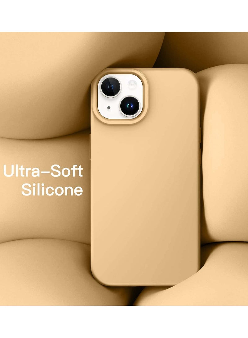 Techie جراب خلفي ناعم من السيليكون من Techie مع بطانة داخلية من الألياف الدقيقة مغناطيسية مدمجة لهاتف Apple iPhone 14 Plus - بيج - Image 4