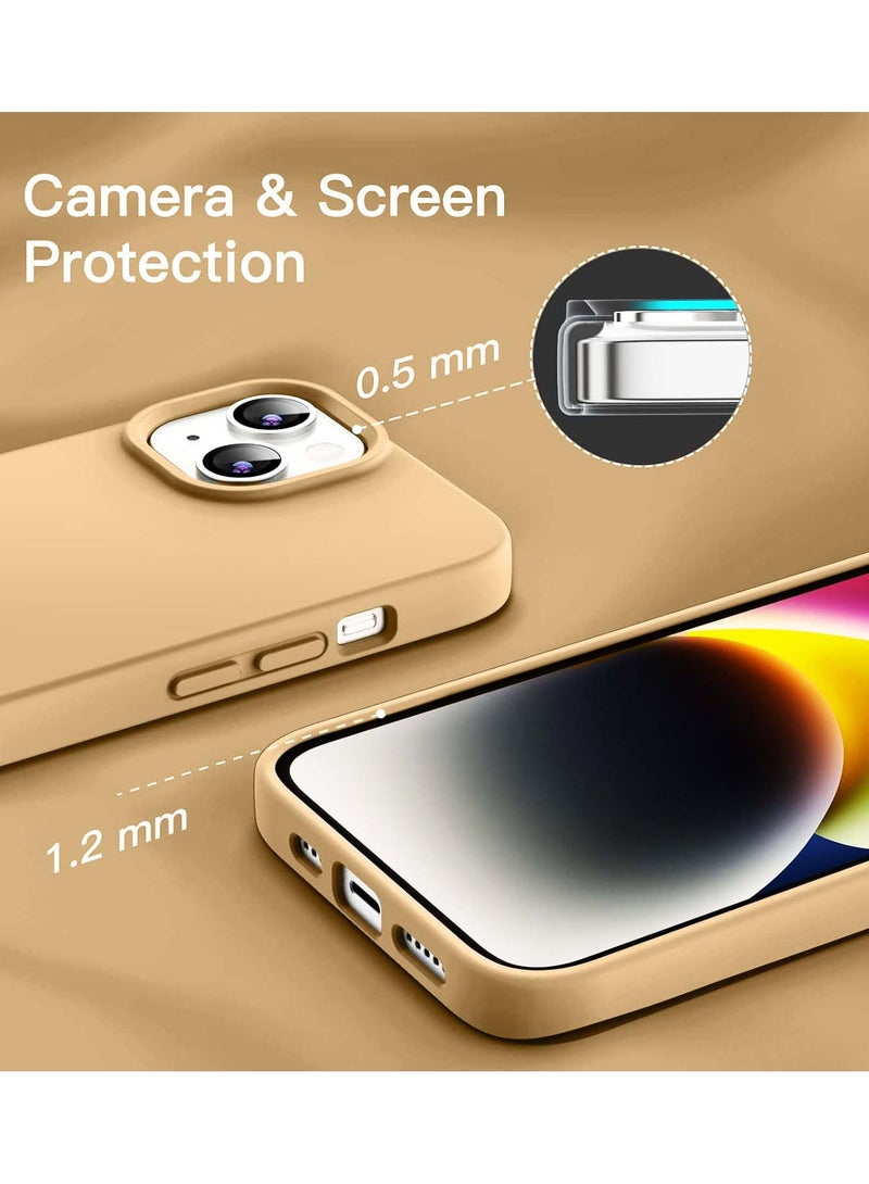 Techie جراب خلفي ناعم من السيليكون من Techie مع بطانة داخلية من الألياف الدقيقة مغناطيسية مدمجة لهاتف Apple iPhone 14 Plus - بيج - Image 2