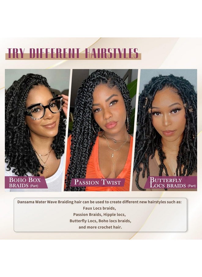 Dansama Dansama Passion Twist Hair Water Wave Crochet Hair for Black Women, Long Bohemian Braiding Hair for Boho Locs, Faux Locs, Butterfly Style Crochet Braids Hair Extensions (18inch, 1B, Economy Pack)  - Image 5
