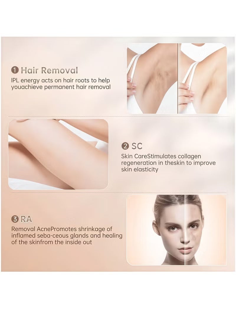 IPL Hair Removal Laser Hair Removal At-Home Painless Laser Hair Removal Device Home Hair Remover with Razor and Glasses 999,999 Flashes Permanent Hair Removal Device Portable Permanent Hair Reduction on Facial Legs Arms Bikini Line for Women and Men - Image 3