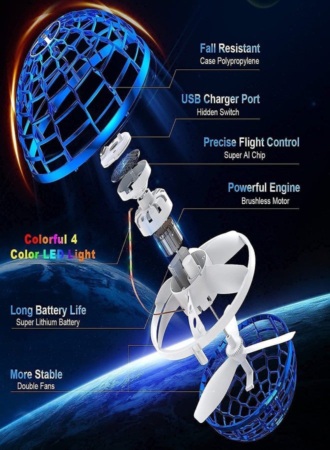 AASMUDRAT Flying Ball Boomerang Flyorb Magic Balls Fly Nova Orb Flying Spinner Fidget Toys Children USB Rechargeable Built-in RGB Lights 360 Rotating Magic Controller - Multicolor - Image 3