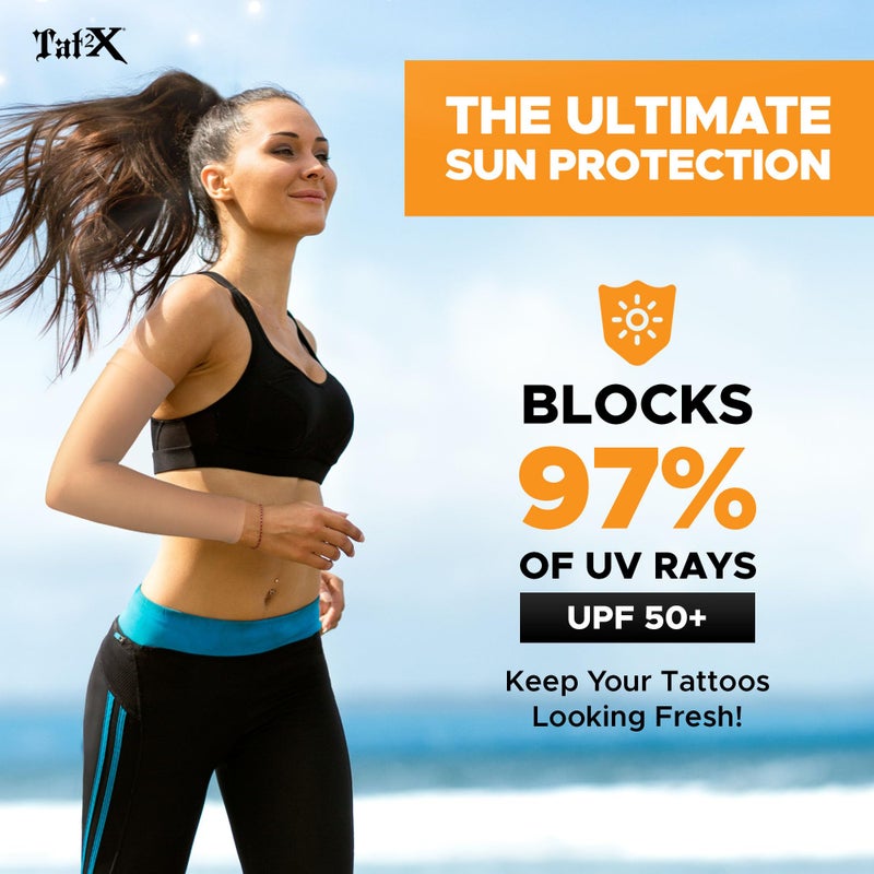Tat2X Tattoo Cover Up Sleeve - Full Arm Sleeves Cover Tattoos at Work - Keep Tattoos Looking Fresh - Breathable Stay-Dry Fabric - Blocks 97% of UV Rays - Made in USA - Suntan - Extra Small/Small - 1 Sleeve - Image 5
