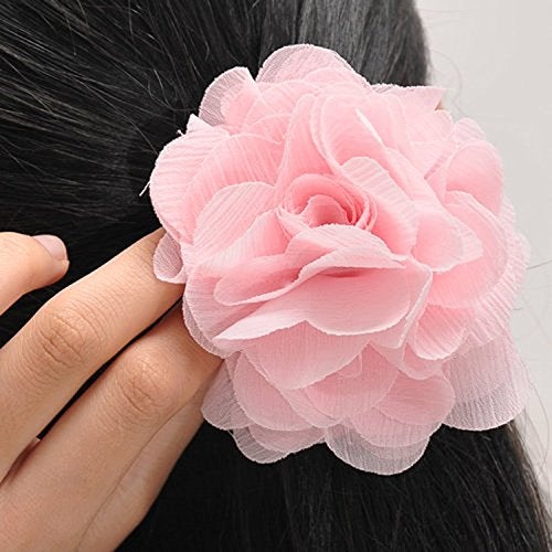 Merdia Lady Peony Silk Party Wedding Brooch Corsage Hair Clip Headdress for Women, Pink Floral - Image 2