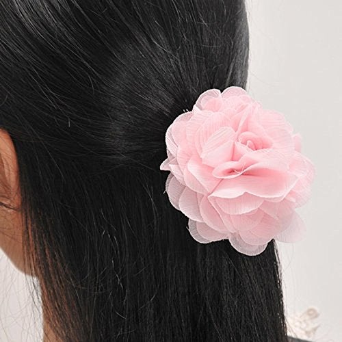 Merdia Lady Peony Silk Party Wedding Brooch Corsage Hair Clip Headdress for Women, Pink Floral - Image 3