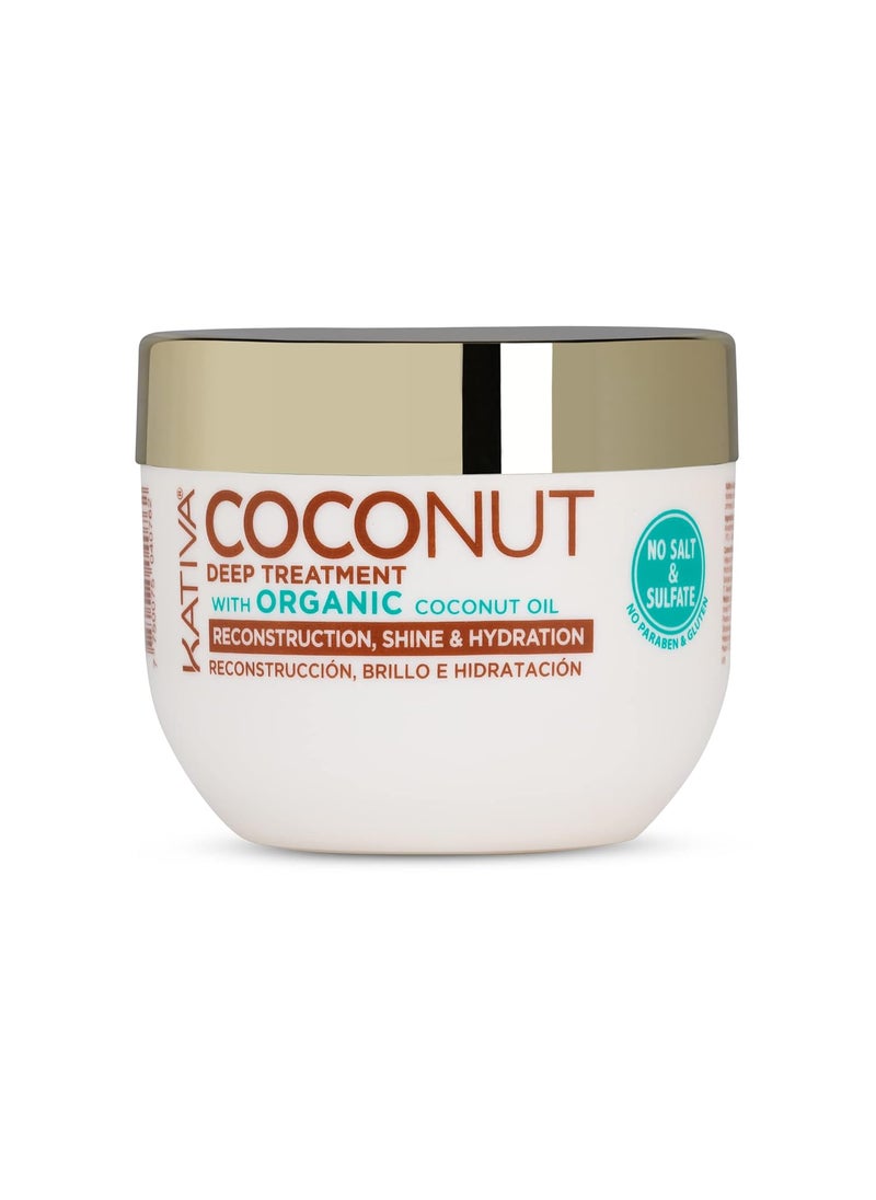 Kativa Kativa Organic Coconut Deep Treatment Mask (8.45 Fl Oz), Rebuild and Repair Shiny & Silky Hair, for Damaged, Sensitized, Dehydrated & Dull Hair, Sulfate Free, Gluten Free, Paraben Free 