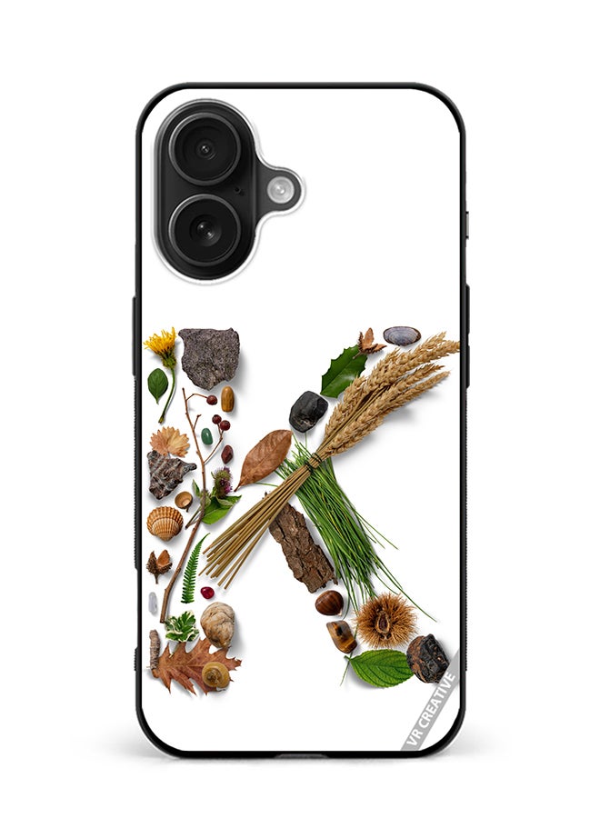 Protective Case Cover For Apple iPhone 16 Plus Alphabet K Design Multicolour