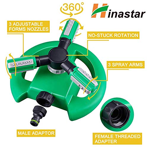 Hinastar Lawn Sprinkler, Automatic Garden Irrigation System, Upgrade 360 Degree Rotation Irrigation System, Large Area Coverage, Sprinkler for Yard, Lawn, Kids and Garden-1Pack（Light Green） - Image 2