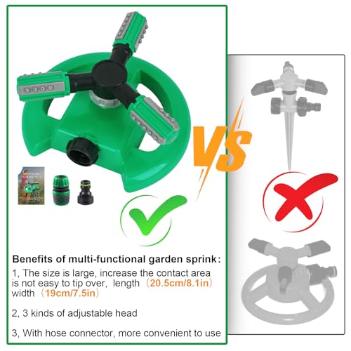 Hinastar Lawn Sprinkler, Automatic Garden Irrigation System, Upgrade 360 Degree Rotation Irrigation System, Large Area Coverage, Sprinkler for Yard, Lawn, Kids and Garden-1Pack（Light Green） - Image 3