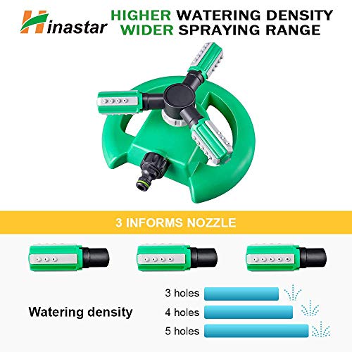 Hinastar Lawn Sprinkler, Automatic Garden Irrigation System, Upgrade 360 Degree Rotation Irrigation System, Large Area Coverage, Sprinkler for Yard, Lawn, Kids and Garden-1Pack（Light Green） - Image 4