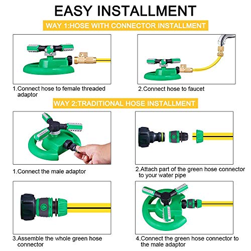 Hinastar Lawn Sprinkler, Automatic Garden Irrigation System, Upgrade 360 Degree Rotation Irrigation System, Large Area Coverage, Sprinkler for Yard, Lawn, Kids and Garden-1Pack（Light Green） - Image 5