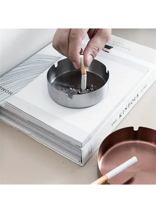Golden Stainless Steel 6 Pack Ashtrays Round Windproof Easy Clean - Image 2