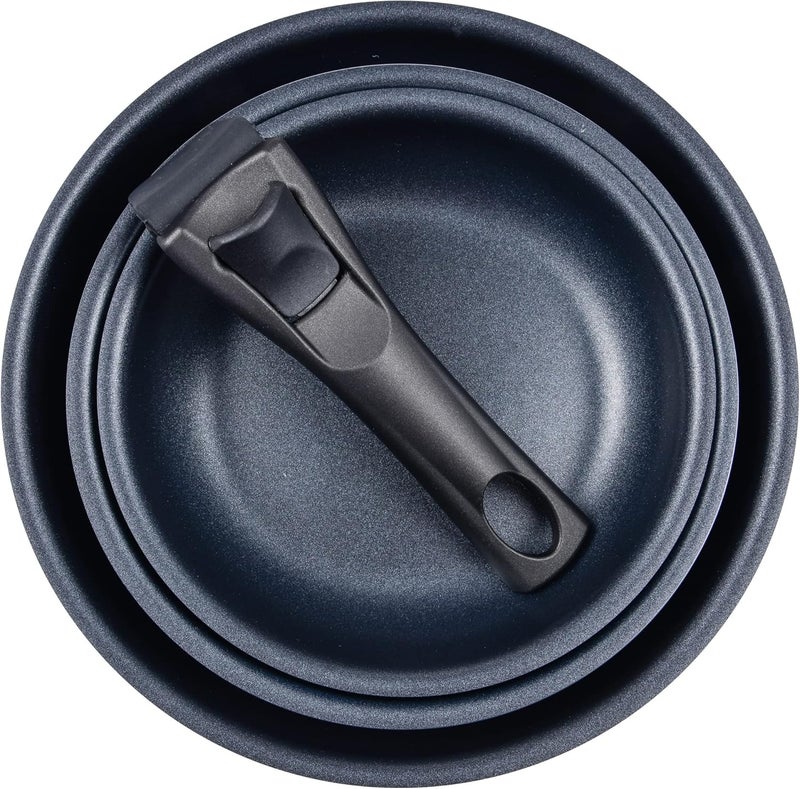 BERGNER CLICK&COOK Black Edition | 3-Piece Frying Pan Set 18, 20 & 24 cm + Removable Ergonomic Handle | Pressed and Non-Stick Aluminium | for All Types of Cookers and Ovens - Image 2
