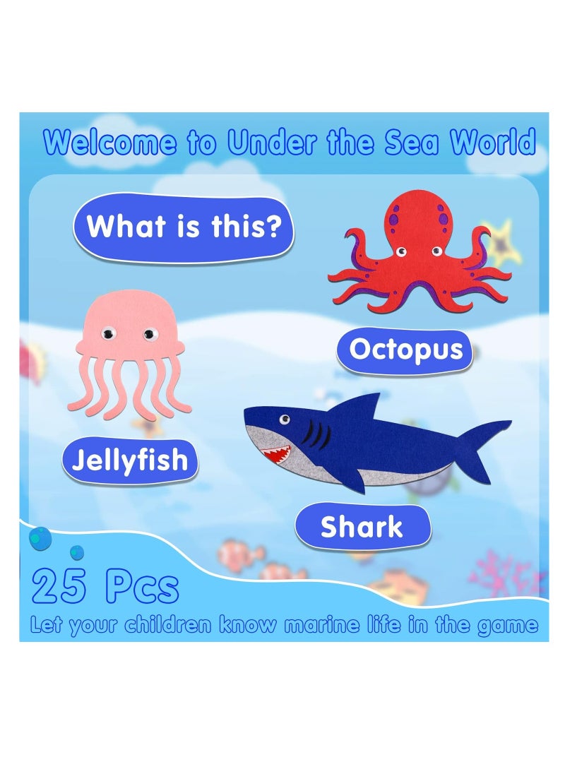 XICEN Kids Reusable Ocean Felt Board Toy Portable Travel Storytelling Board Game Wall Hanging Underwater World Theme Toy Early Learning Interactive Play Kit for Toddlers Children  - Image 2