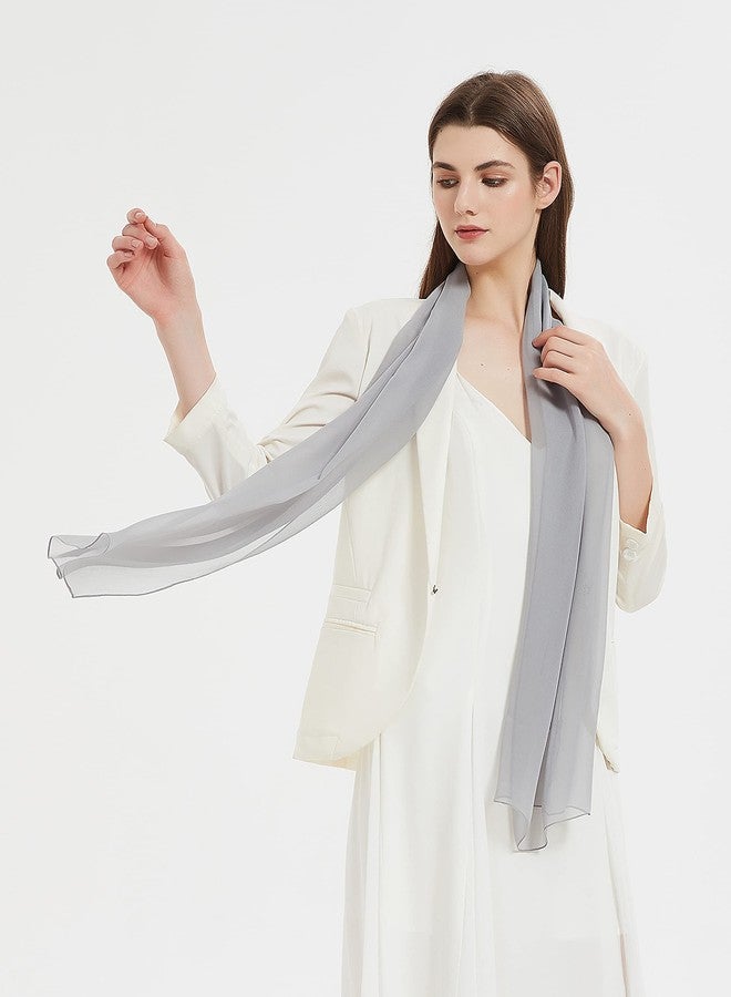PANTONIGHT Long Chiffon Sheer Scarf For womens (055 plain gray) - Image 4