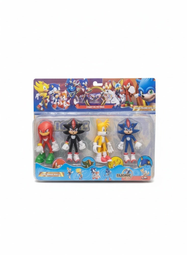 بريميم مجموعة شخصيات سونيك المتحركة – ناكلز، شادو، تيلز، مجموعة ألعاب سونيك قابلة للتجميع للأطفال - Image 1