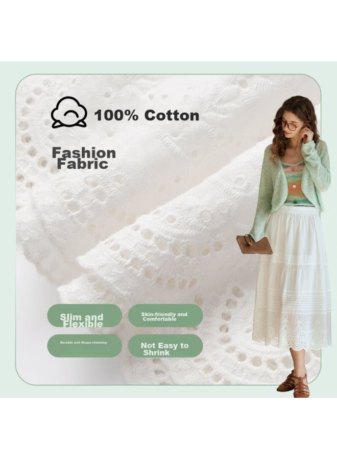 Olrain White Cake Skirt, High-waisted, Lace Trim, Embroidered, Long Skirt Off-white, Size S - Image 5