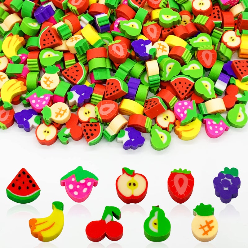 ZAKVOOR 300 Pieces Fruit Mini Erasers Assortment Novelty Pencil Erasers Bulk for Rewards Prizes Gift Filler - Image 2