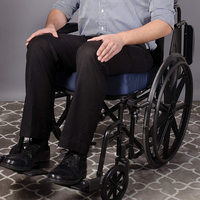 DMI Comfort Contoured Foam Coccyx Seat Cushion for Chair or Wheelchair - Helps with Sciatica Back Pain, Navy - Image 4