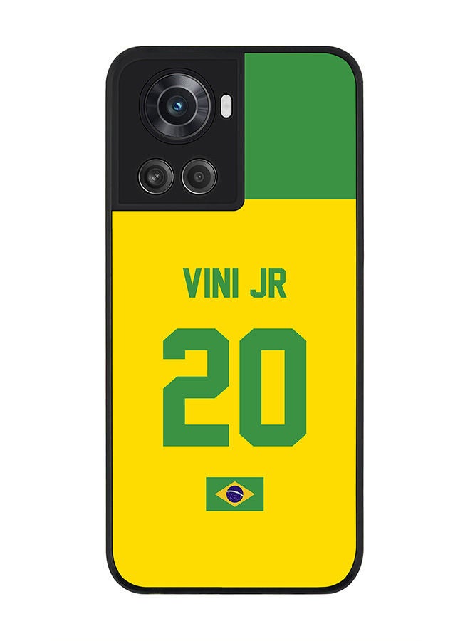 Stylizedd Rugged Black edge case for OnePlus 10R 5G/OnePlus Ace 5G Slim fit Soft Case Flexible Rubber Edges Anti Drop TPU Gel Thin Cover - Football Team - Brazil Player Name - Vini Jr - Image 1