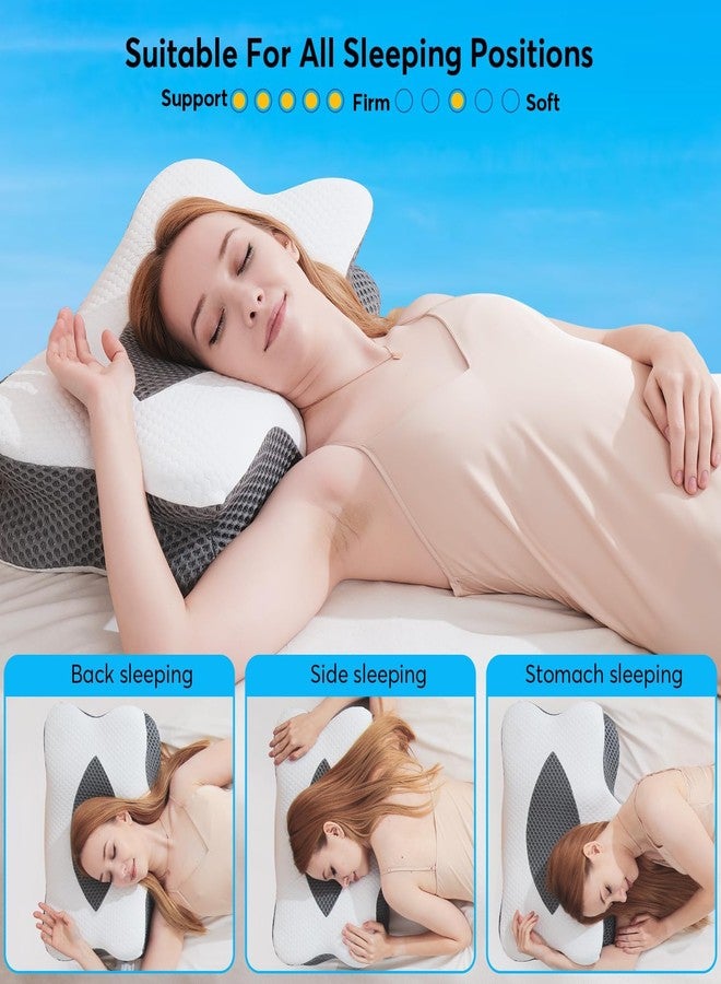 Anvo Cervical Pillow for Neck Pain Relief - Neck Pillows for Pain Relief Sleeping - Pillow for Neck and Shoulder Pain - Ergonomic Design for Side Back Stomach Sleeper-Grey Queen Firm - Image 2