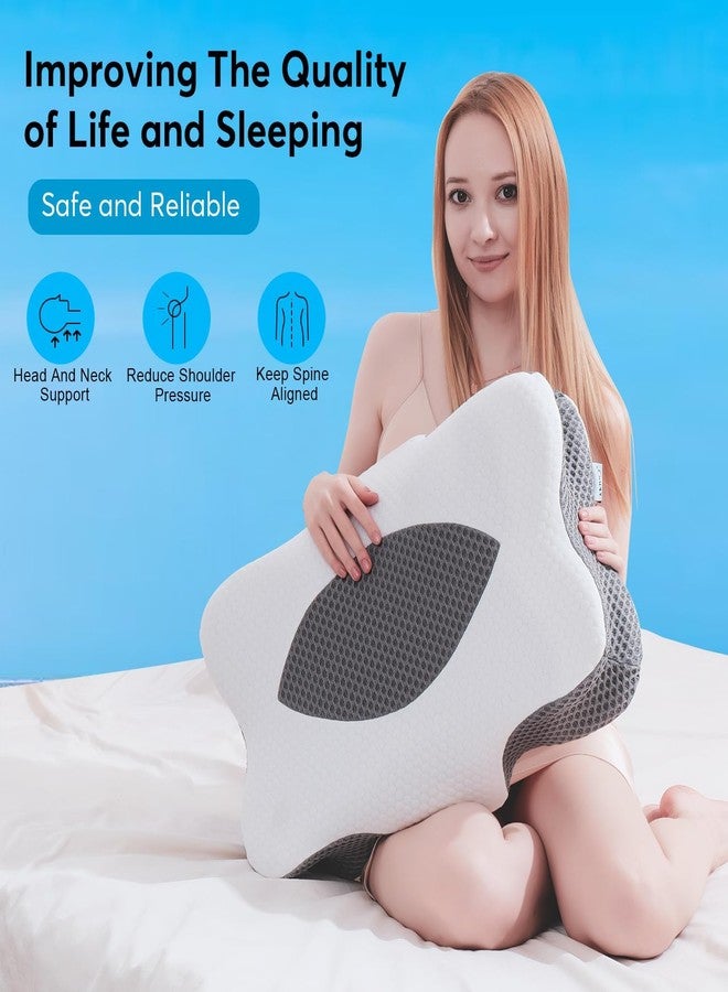 Anvo Cervical Pillow for Neck Pain Relief - Neck Pillows for Pain Relief Sleeping - Pillow for Neck and Shoulder Pain - Ergonomic Design for Side Back Stomach Sleeper-Grey Queen Firm - Image 5