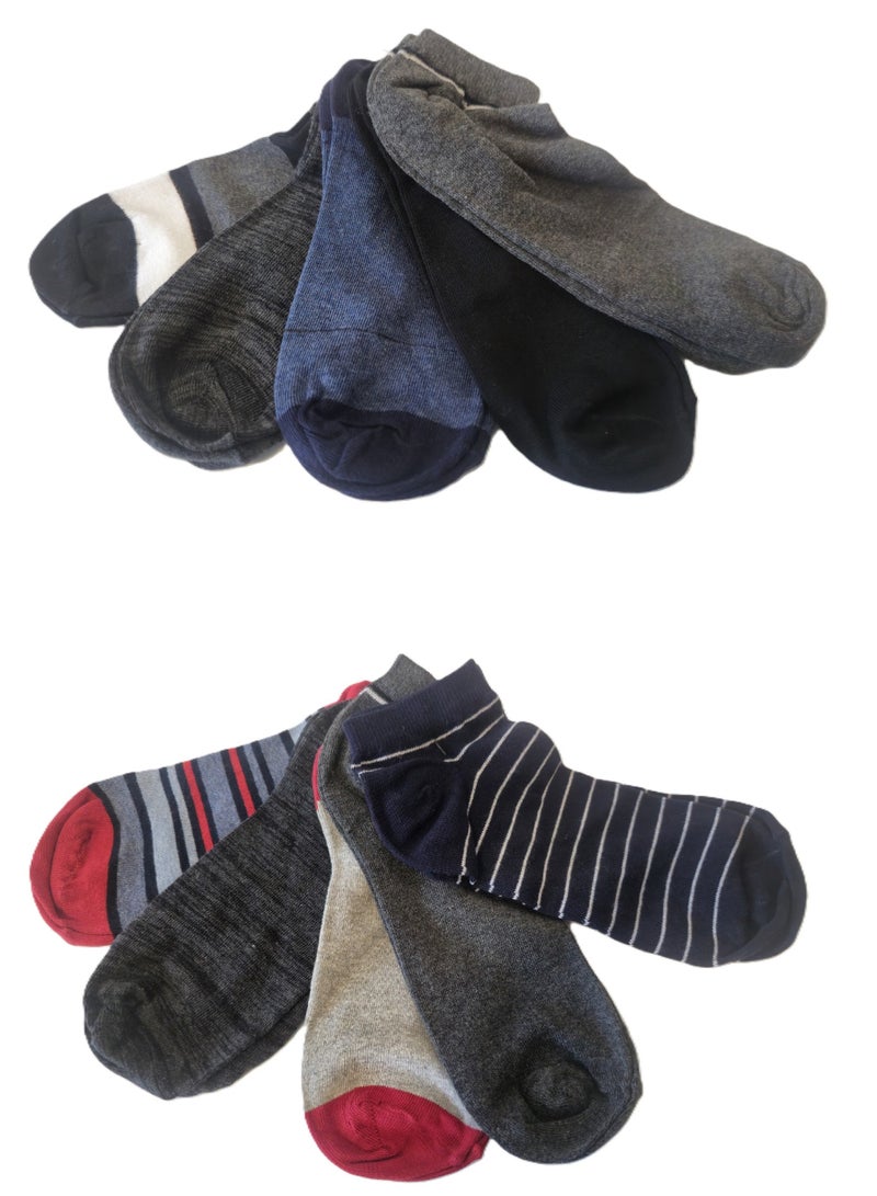 أصابع القدم السعيدة 10 أزواج من جوارب الكاحل مصنوعة من مزيج القطن الناعم والقابل للتنفس والمتين وغير تيري وخفيفة الوزن للارتداء اليومي بمقاس واحد - Image 1