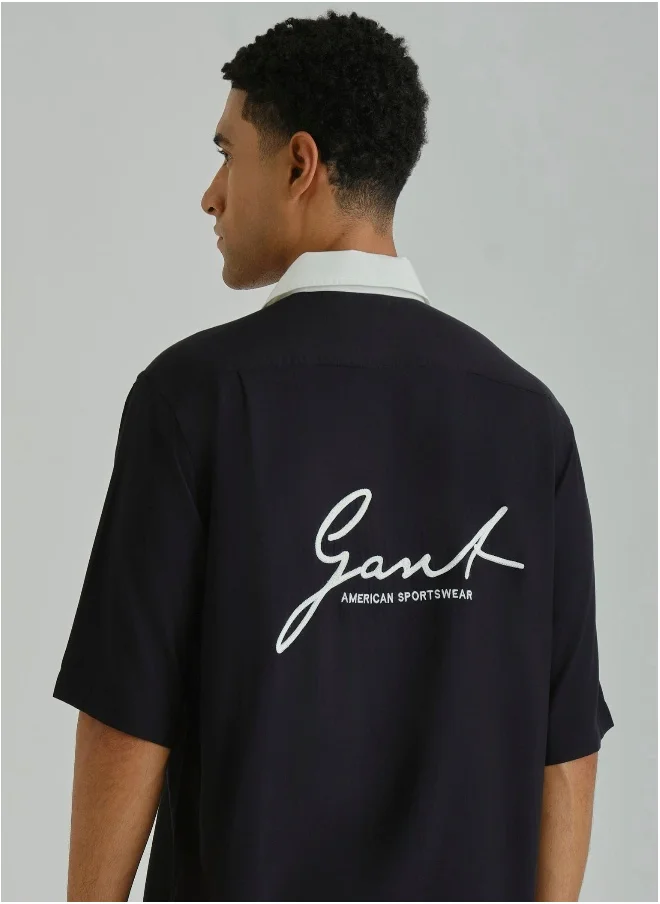 غانت Gant Ramadan Collection  Men's Black Viscose Shirt