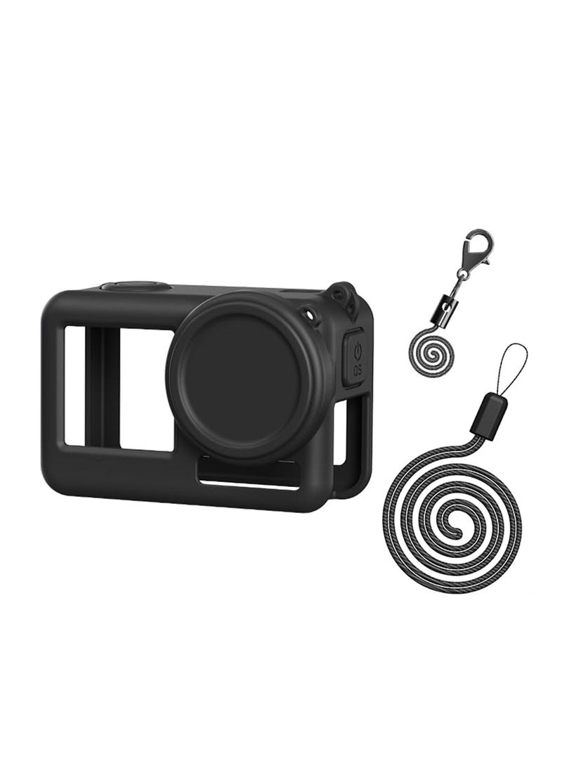Action 4 Silicone Sleeve Case for Osmo Action 4 / Action 3 Camera Protection Cover Lens Protector Cap Guard with Neck Hang Rope (Black)  - Image 1