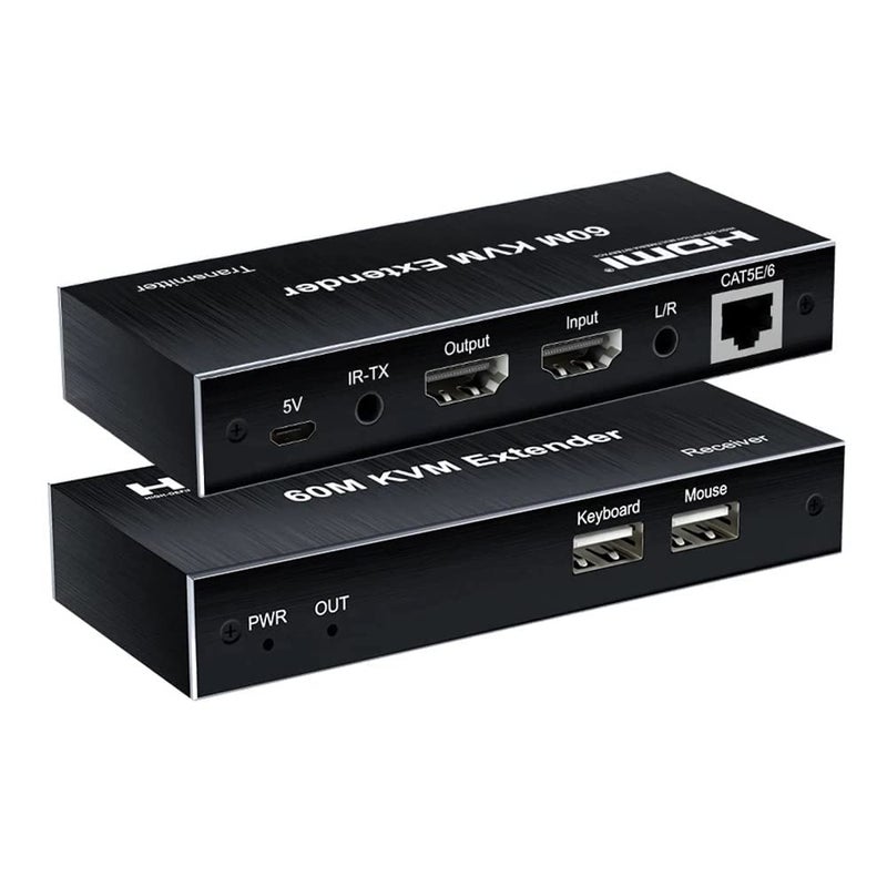 ETZIN HDMI KVM Extender Cat5e/6 Rj45 60M USB HDMI KVM Switch Extension Sharing USB Mouse Keyboard Loop IR Compatible with PS-3 PS-4 X-box PC TV-EPL-553H. - Image 1