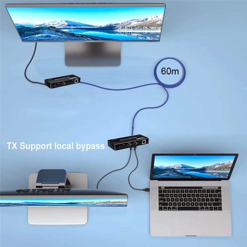 ETZIN HDMI KVM Extender Cat5e/6 Rj45 60M USB HDMI KVM Switch Extension Sharing USB Mouse Keyboard Loop IR Compatible with PS-3 PS-4 X-box PC TV-EPL-553H. - Image 2