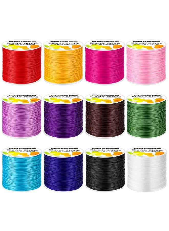PAXCOO 12 Rolls Elastic String for Bracelets, Stretch Magic Elastic String Bead Cord Jewelry Thread for Bracelet, Necklaces, Clay Beads, Pony Beads (Assorted Colors) - Image 1