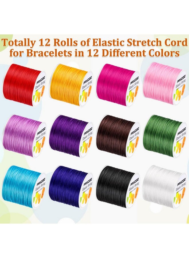 PAXCOO 12 Rolls Elastic String for Bracelets, Stretch Magic Elastic String Bead Cord Jewelry Thread for Bracelet, Necklaces, Clay Beads, Pony Beads (Assorted Colors) - Image 2