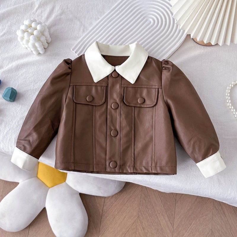 ChicPoint 2-7years Girls Leather Jacket - Image 1