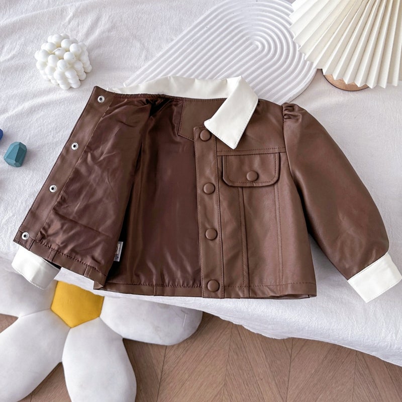 ChicPoint 2-7years Girls Leather Jacket - Image 3