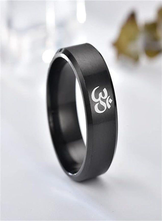THE MEN THING OM BLACK - Titanium Steel Ring for Men & Boys (Size : 22) - Image 3