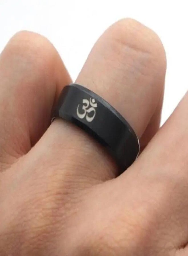 THE MEN THING OM BLACK - Titanium Steel Ring for Men & Boys (Size : 22) - Image 2