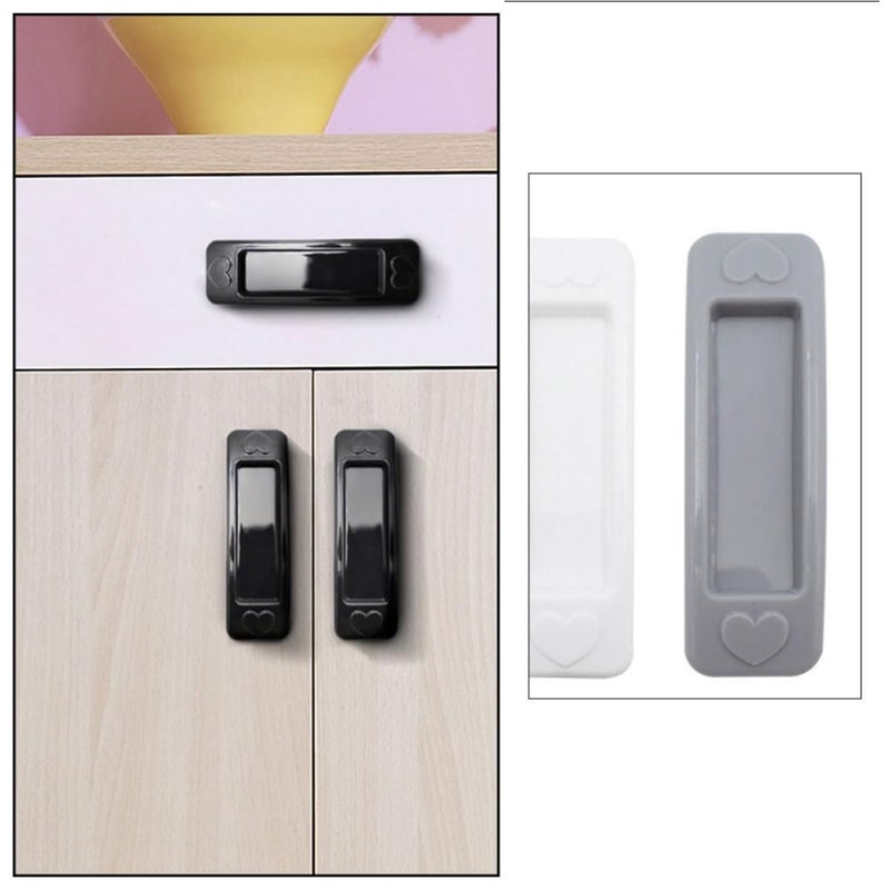 6pcs Heart Shaped Self Adhesive Cabinet Handles Black White Gray Non Punching Installation - Image 4