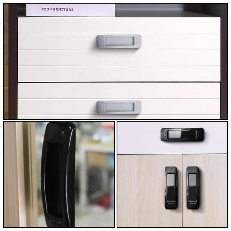 6pcs Heart Shaped Self Adhesive Cabinet Handles Black White Gray Non Punching Installation - Image 5